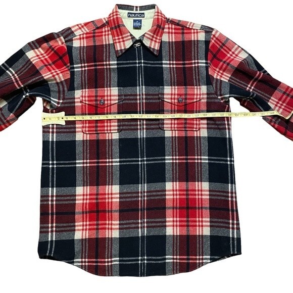 Wool Nautica Plaid Zip Up Oversized Women's Shacket Jacket Shirt Size 10 - Picture 5 of 8